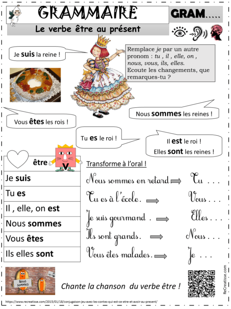 évaluation être Et Avoir Au Présent Ce1 Pdf CONJUGAISON : être et avoir au présent • ReCreatisse