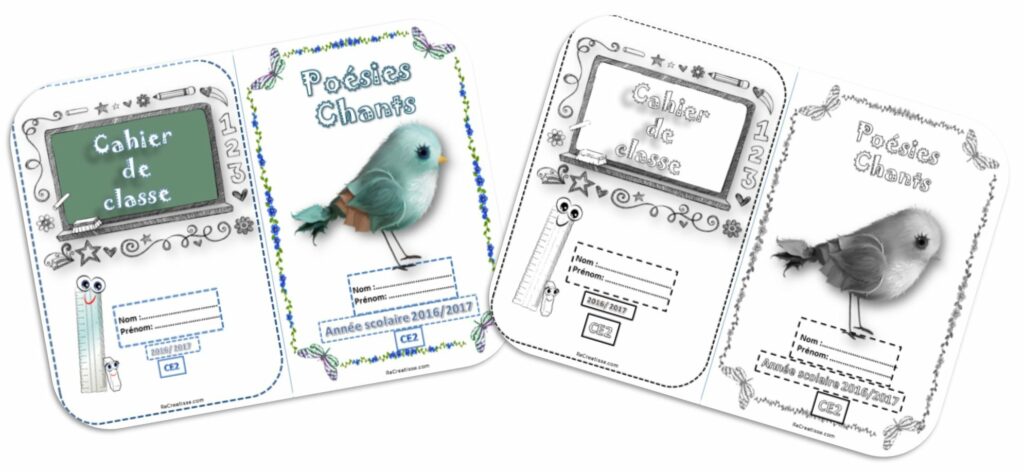 Page De Garde Cahier De Poésies Et Chants PAGES DE GARDE 2016/2017 • ReCreatisse