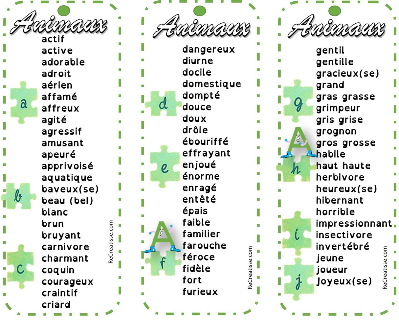 La grammaire est un jeu : les adjectifs • ReCreatisse