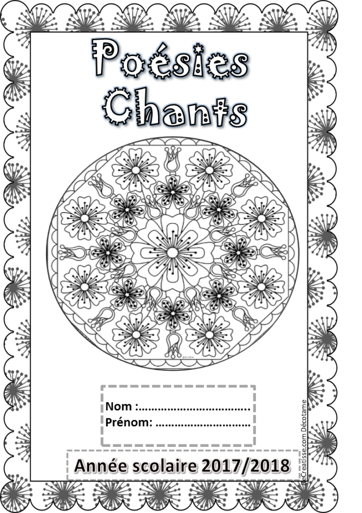 Page De Garde Poésie Chant Cycle 3 Pages de garde 2017/2018 CE2/CE1/CP • ReCreatisse