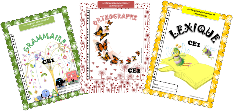 Première Page Cahier De Français Pages de garde 2017/2018 CE2/CE1/CP • ReCreatisse