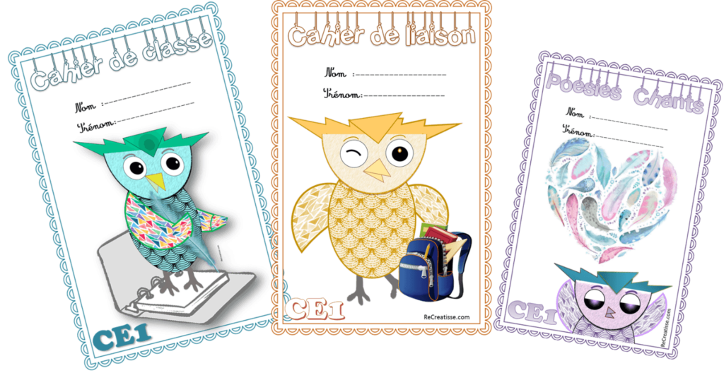 Pages De Garde Cahier Cp Ce1 2018 2019 Pages de garde 2018/2019 • ReCreatisse