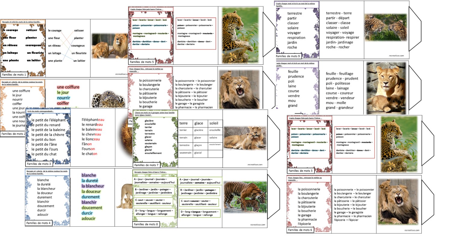 Jeu des familles mots - Ateliers de langage