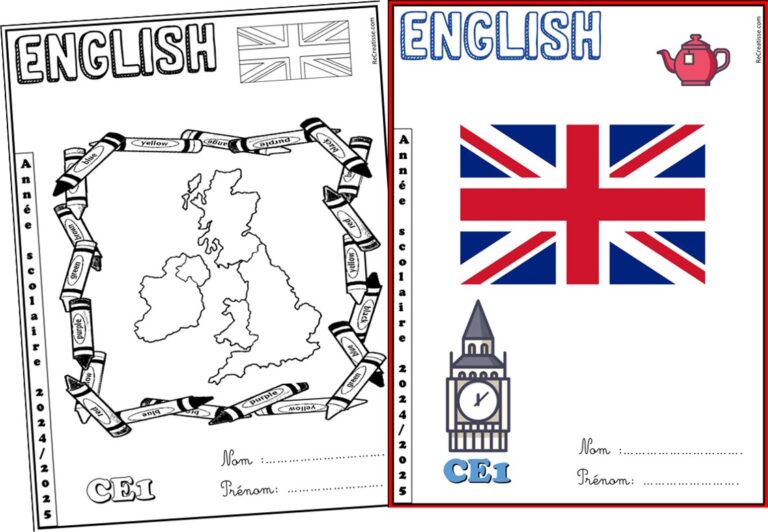Page De Garde Cahier D'anglais PAGES de GARDE : CP CE1 CE2 • ReCreatisse